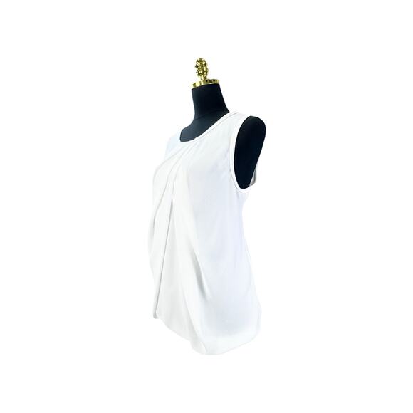 Max Studio White Flowy Tank Top Blouse with Bubble Hem - Women's Size XL - Picture 2 of 6